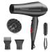 Faszin Ionic Hair Dryer - 2400W Professional Hairdryer with Triple-L Plus Heat Resistant Technology Real Blow-Dry Without Overheating Comes with 4 Styling Accessories Gray