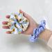 Daisy Flower Blue Hair Scrunchies 2PCS - Women's Silk Hair Accessories & Ponytail Holder Bracelet - Buy Online on SooperMarket.com