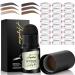 Eyebrow Stamp Stencil Kit, Eyebrow Stencils with 24 Pc, Eyebrow Brown Definer, Brow Stencils and Shaping Kit Reusable (Dark Brown)