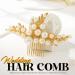 Handcess Bridal Wedding Hair Comb Gold Pearls Hairpiece Leaf Bridal Side Combs Wedding Hair Accessories for Women and Girls - Buy Online on SooperMarket.com
