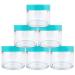 Beauticom (2 Oz) 60 Gram / 60 ML (Quantity: 6 Pieces) Thick Wall Round Leak Proof Clear Acrylic Jars with Teal Lids for Makeup Scrubs Cream Cosmetics Salves Ointments