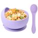 Delven Baby Bowls Spoons for Feeding Silicone Toddler Weaning Bowls Set Purple with Suction BPA Free Non Slip Easy to Clean Cutlery Tableware Set for Children Infant Girls Microwavable Dishwasher Safe