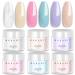 Makartt Dip Powder Nail Kit, 6 Candy Colors Dippies Dip Nails Powder Starter Kit, 2 In 1 Pink Clear 0.35oz Acrylic Dip Powder Kit Manicure Nail Art Set for Nails Extension No Need Nail Lamp DIY Salon