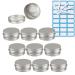 Zeoabsy 10 pieces empty 10 ml round silver aluminum tins with screw cap screw socket CREMED SCHOOD ALU-TARE DOSE aluminum box sheet metal cans for cosmetics candle ointments 5x spatula 1x etiquette silver 10ml