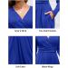 OUGES Women's Spring Casual Midi Dress | Long Sleeve V-Neck Floral Wrap Dress with Pockets | Blue - Buy Online on SooperMarket.com
