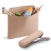 FERYES Makeup Bag & Travel Makeup Brush Holder Silicon Soft Portable Cosmetic Brushes Holder Toiletry Bag for Travel-Khaki