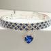Rayminsino Adjustable Pet Collar with German Pendant & Crystal Necklace - Peach Heart Design for Small Dogs & Kittens - Blue Jewelry - Buy Online on SooperMarket.com