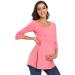 Love2Mi Maternity Blouse S Pink | A Line Pregnancy Shirt 3/4 Bell-Sleeve Striped Maternity Clothes - Buy Online on SooperMarket.com