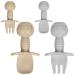 Vicloon Baby Fork and Spoon Set 4Pcs Infant Silicone Self Feeding Utensil Easy Grip Toddler Cutlery Kit Baby Weaning and Feeding Spoons for Infant Children First Led Training Weaning(Gray-Brown)