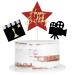 Qertesl Happy Birthday Movie Cake Topper Movie Night Cupcake Toppers Decoration Hollywood theme Cake Party Decoration.