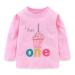 Mud Kingdom Little Girls Boys Birthday Shirt Long Sleeve Cute Cartoon 1 Year Girls Pink