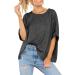 Dark Grey Oversized Women's Summer Tee - Casual Loose Fit Short Sleeve T-Shirt - Buy Online on SooperMarket.com