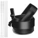 AIPENQ Straw Cap for YETI Rambler Bottle and RTIC Bottle, Straw Lid with 2 Straws and 2 Brushes Black