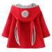 TMEOG Newborn Toddler Baby Girls Cute Rabbit Ears Cloak Hooded Autumn Winter Warm Coats Jackets Outerwear Outwear Winter Clothes 18-24 Months Red