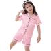 Kids Silk Pyjamas Set | Short Sleeve Satin PJs for Girls Boys | Button-Down Silky Nightwear for Children and Teens | Age 4-16 | Pink - Buy Online on SooperMarket.com