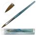 PANA Pure Kolinsky Hair Acrylic Nail Brush - Oval Crimped Teal Wood Handle (Size 8) Size 8 Teal