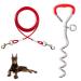 JETOP Heavy Duty Dog Stake & 10 ft Dog Chains Steel Spiral Ground Dog Spike for Outdoor Yard and Camping Dog Camping Accessories for Puppy Pet and Medium Dogs (176 lbs of pull) (Red)