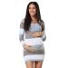 HAPPY MAMA Women's Maternity Stretch Knit Colour Block Jumper Dress Stripes 405p 12-14 Cappuccino Melange