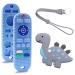 Baby Teether Toys 2 Pack Teething Remote Control and Dinosaur Chew Toys with Clips for Babies 0-6 6-12 Months Silicone Teethers for Boys and Girls Reduce Teething Gum Discomfort for Toddler Infant