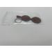 Customizable Brown Dog Pocket with Push Button Engraving - Round Pear Design | Synthetic Leather | Double-Sided Engraving | 30mm Diameter | Perfect for Pet Lovers - Buy Online on SooperMarket.com