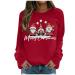 Women's Christmas Sweatshirts Cute Snowman Penguin Print O-Neck Raglan Top Shirt Pullover Comfy Warm Xmas Jumper Winter Long Sleeve Tops Loose Tunic Top Sweaters Z31-red M