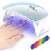 Uraqt Mini UV lamp for gel nails USB portable LED nail lamp 60s/120s timer nail dryer lamp with 6 LED lamps with nail file nail tools for dryer fingernails and toenail (blue)