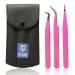 SMI 3 eyelash tweezers set pink eyelash tweezers eyelash extensions tweezers pointed eyelash pliers bent and stainless steel artificial 3D 6d volume eyelashes with case