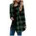 Long Shirt Outerwear Top Thin Warm Knitted Coat Women's Blouse V-Neck Shirt Tunic Long Women's Tunic Women's Shirt Casual Checked Shirt Women's Winter Chunky Knit Jacket C-ag 4XL