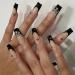 MISUD Long Press on Nails Coffin Fake Nails Glossy False Nails French Tip Glue on Nails Ballerina Rhinestone Acrylic Nails for Women and Girls 24Pcs 01-HHH