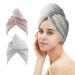 M-bestl Hair Towel/Turban Hair Drying Towel with Buttons Microfiber Towel 2 Pack Star Gray&Star Pink