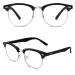 CGID 50s Retro Nerd Glasses Half Frame Horn Glasses Style Rockabilly Geek Glasses Glossy Black
