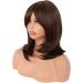 MapofBeauty 18 Inch/45 cm Layered Bangs Straight Synthetic Fiber Shoulder Length Hair Daily Use Wig (Brown) - Buy Online on SooperMarket.com