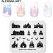 Halloween Nail Stamping Plate - Castle, Bat, Haunted House Patterns | Alexnailart HA002 - Buy Online on SooperMarket.com