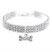 RayMinsino Pet collar with diamonds adjustable crystal diamond elastic bone pendant wedding cat and dog small pet necklace jewelry S White