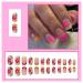 24 Pcs Medium Square French Fake Nails | Acrylic Colorful Flower Designs | Glossy Full Cover False Nails | Manicure Decorations for Women and Girls - Buy Online on SooperMarket.com
