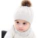 CheChury Toddler Hat and Scarf Set - Baby Knit Pom Beanie Cap with Circle Loop Scarf - White, 1-3 Years - Buy Online on SooperMarket.com