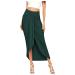 Sanahy Women's Casual Slit Wrap Asymmetrical Elastic High Waist Maxi Draped Skirt Casual Boho Summer Beach Midi Wrap Skirts Green XXL