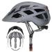 Adult-Men-Women Bike Helmet with Light - Mountain Road Bicycle Helmet with Replacement Pads & Detachable Visor Matte Gray L(23-24 in/59-61cm)