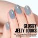 TOMICCA Grey Blue Jelly Gel Nail Polish - Sheer Teal Color, Quick Dry & Soak Off U V Gel Nails for DIY Nail Art - Buy Online on SooperMarket.com