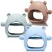3 Pack Baby Teether Teething Toys for Babies 0-6 Months Bear Baby Teething Toy Silicone Anti Dropping Infant Hand Teether Pacifiers Wrist Hand Chew Toys for Sucking Needs (Blue Caramel Green)
