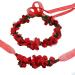AISI flower wreath with bracelet wrist band hair band set headband hair wreath flowers crown boho style for festival wedding bride bride bride party (red)