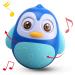 Alyoen standing figure penguin standing male motor toy with wobble and bell effect music wobbler baby toys 6 to 12 months Roly poly tumbler toys for young girls blue