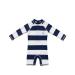 BONVERANO Baby Boys Swimsuit Toddler Bathing Suit Long-Sleeve Zipper One Piece Swimwear with UPF 50+ Sun Protection Navy Stripe 2-3 Years