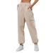 Women Comfy Gym Sport Joggers Sweatpant Drawstring High Waisted Trouser Causal Cycling Pant Jogging Bottoms Lounge Wear 3546-djufh-b-beige M