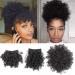 Allyreetress Afro Puff Drawstring Ponytail with Bangs Pineapple Updo Hair for Black Women Short Kinky Curly Ponytail Bun with 2 Replaceable Bangs(1B-Black) 3 Piece Set 1B