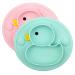 Baby Suction Plates Non-Slip Feeding Plate for Toddlers Babies Kids with Suction Cups Fits Most Highchair Trays BPA-Free FDA Approved Dishwasher and Microwave Safe (Cyan/Rose Duck)