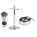 Professional Mens Shaving Kit: Faux Badger Hair Brush Alloy Soap Bowl & Stand Holder - Perfect for a Luxurious Grooming Experience - Buy Online on SooperMarket.com