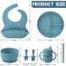 Baby Feeding Set: Silicone Bib, Suction Bowl, Spoon, Fork - Grey | Toddler Utensils for Baby Led Weaning (6 Months+) - Buy Online on SooperMarket.com