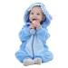 TMEOG Baby Rompers Newborn Girls Boys Animals Zipper Hooded Jumpsuit Autumn Winter Flannel Clothing Unisex 6-12 Months Blue Star