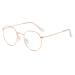 Joxigo blue light filter glasses without strength anti-fatigue UV protection computer glasses retro round metal frame glasses frame with glasses case pink gold